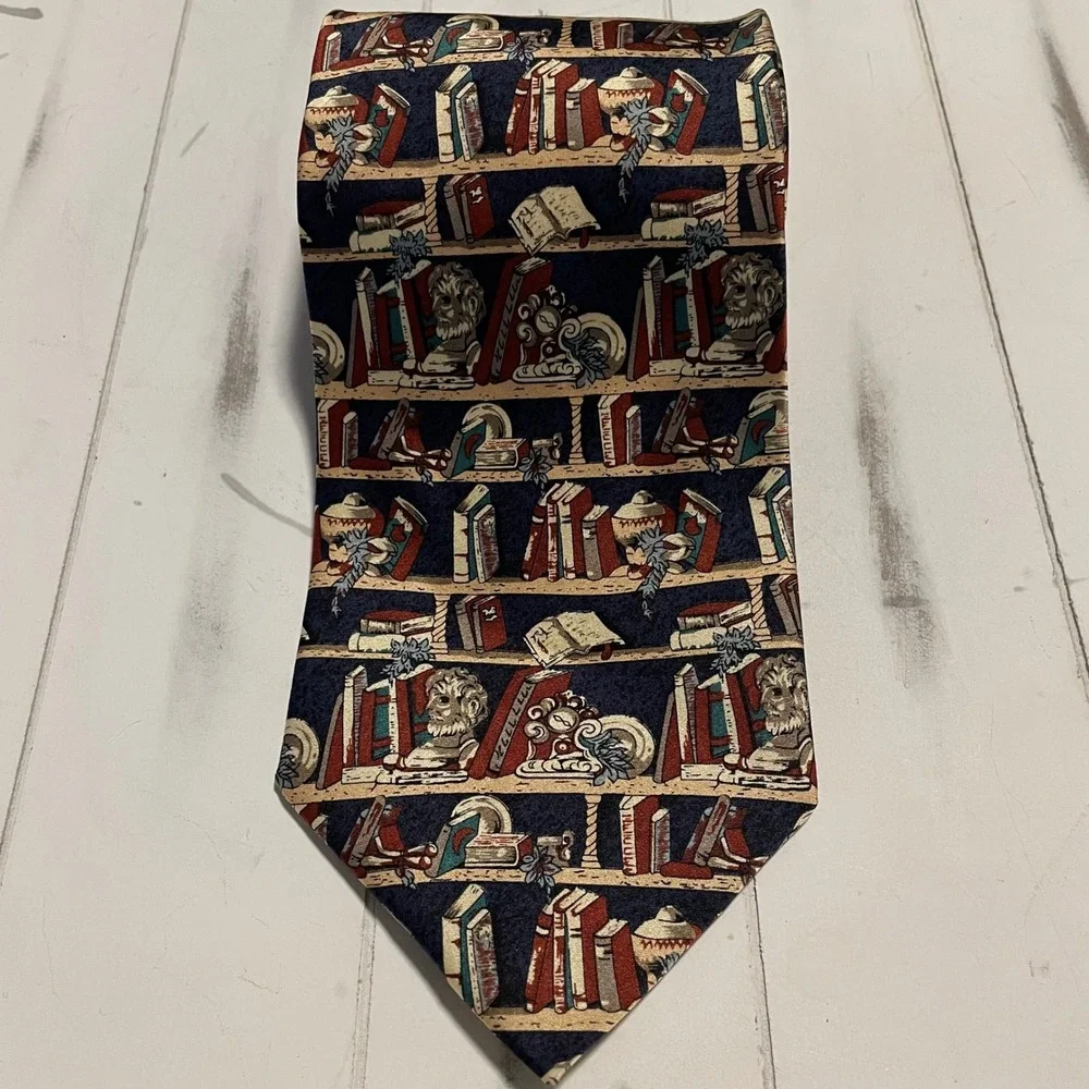 Museum Artifacts Silk Necktie Books Library Teacher History‎ Librarian Tie
